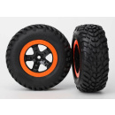 SCT Reifen auf Felgen schwarz/orange vorne (2)